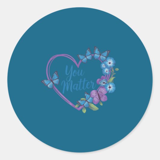 You Heart Suicide Prevention Awareness  ラウンドシール (正面)