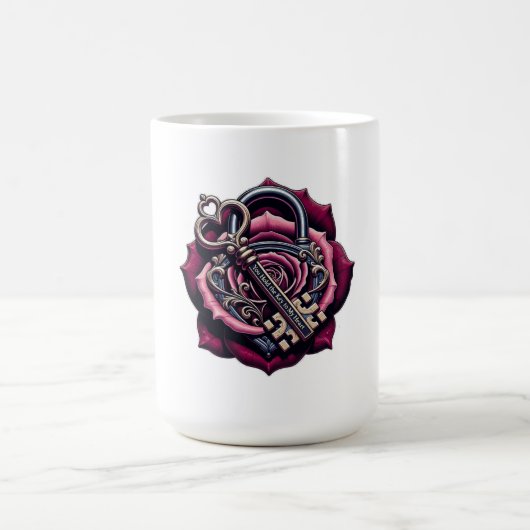 You Hold the Key to My Heart Rose Lock T-Shirt コーヒーマグカップ (中央)