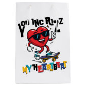 You Inc Rizz my Heartbeat - Cute skateboard heart ミディアムペーパーバッグ (正面)