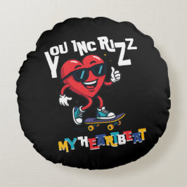 You Inc Rizz my Heartbeat - Cute skateboard heart ラウンドクッション
