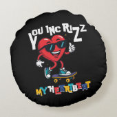 You Inc Rizz my Heartbeat - Cute skateboard heart ラウンドクッション (裏面)