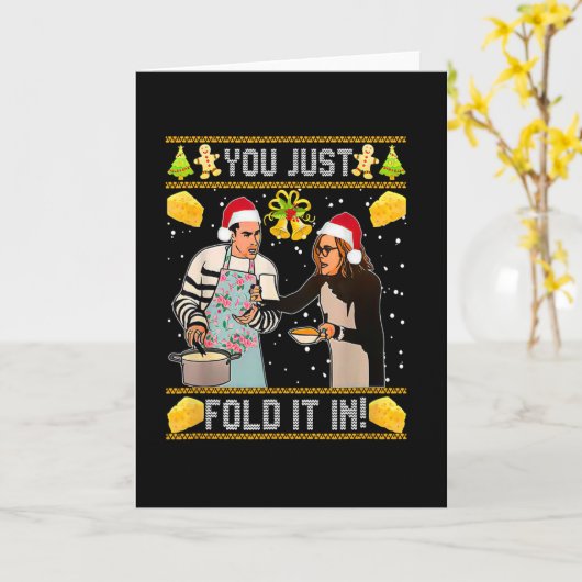 You Just Fold It In Christmas Xmas Pajamas Christm カード (黄色い花)