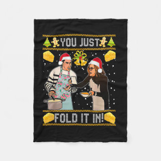 You Just Fold It In Christmas Xmas Pajamas Christm フリースブランケット