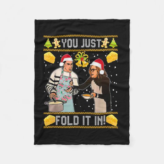 You Just Fold It In Christmas Xmas Pajamas Christm フリースブランケット (正面)