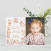 You Kitten Me Right Meow 1st Birthday Photo 招待状 (スタンド正面)