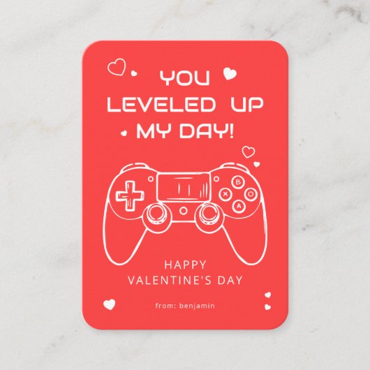 You Leveled Up My Day Gamer Valentine ノートカード (正面)
