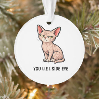 You Lie I Side Eye Funny Sphynx Cat Quote オーナメント