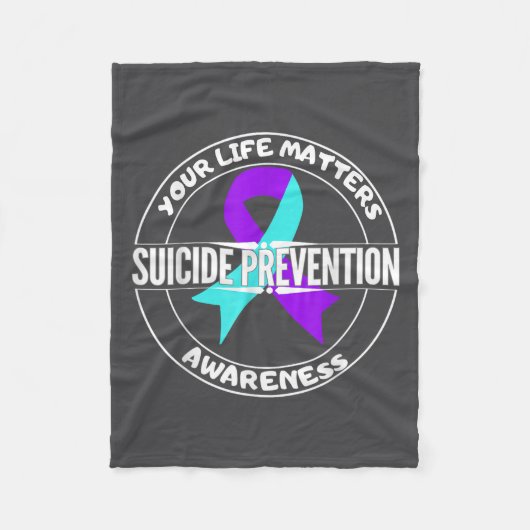 You Life S Suicide Prevention Awareness Teal Purpl フリースブランケット (正面)