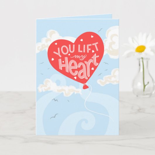You Lift My Heart - Romantic Balloon Love カード (小さな植物)