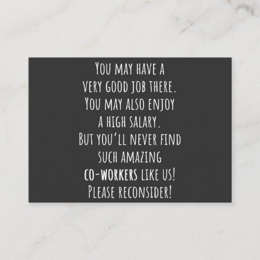 you’ll never find such amazing co-workers like us! 名刺 (正面)