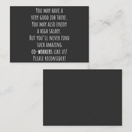 you’ll never find such amazing co-workers like us! 名刺 (正面/裏面)