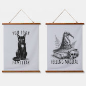 You Look Familiar Black Cat Feeling Magical Witch 吊り下げ型タペストリー (ダブル)