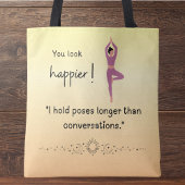 You look happier! Funny yoga トートバッグ