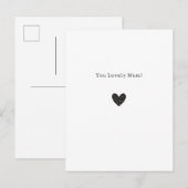 You Lovely Mum Quote Black Heart Card ポストカード (正面/裏面)