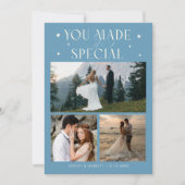 You Made It Special Wedding Photo Denim Blue サンキューカード (正面)