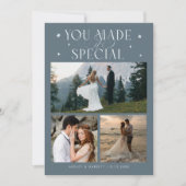 You Made It Special Wedding Photo Slate Blue サンキューカード (正面)