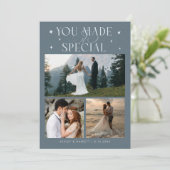 You Made It Special Wedding Photo Slate Blue サンキューカード (スタンド正面)
