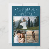 You Made It Special Wedding Photo Teal サンキューカード (正面)