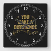 You Make a Differenceミュージシャン スクエア壁時計 (正面)