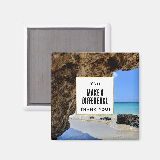 You make a Difference Tropicalビーチ写真 マグネット (正面/裏面)