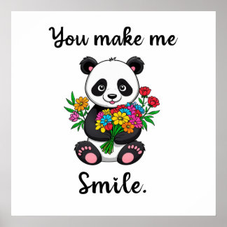 You Make Me Smile Cute Panda ポスター