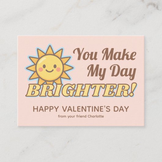 You Make My Day Brighter Kids Valentine's ノートカード (正面)