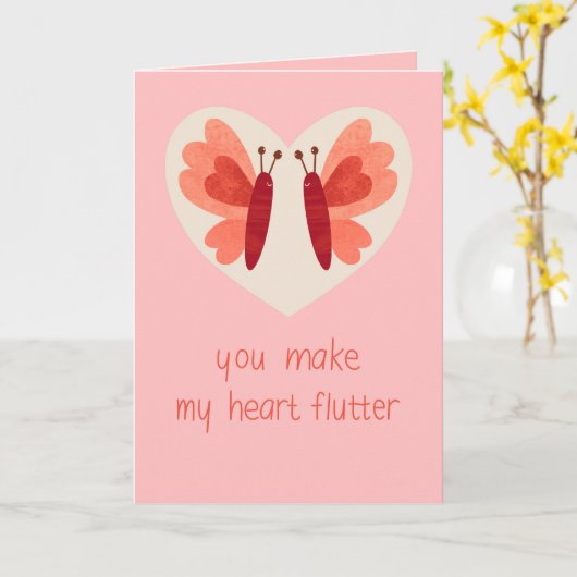You Make My Heart Flutter - Butterfly Love カード (黄色い花)
