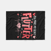 You Make My Heart Flutter Cardiac Nurse Valentine  フリースブランケット (正面(横))