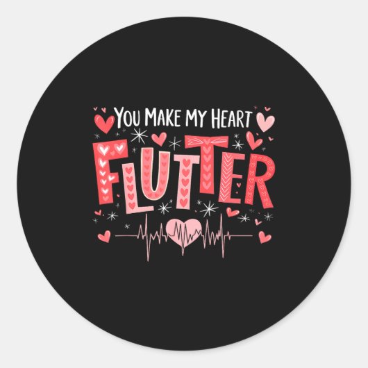 You Make My Heart Flutter Cardiac Nurse Valentine  ラウンドシール (正面)