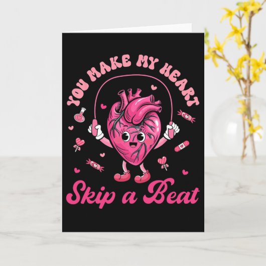 You Make My Heart Fun Skip On A Beat Cardiac Nurse カード (黄色い花)