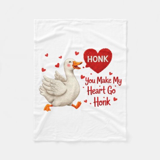 You Make My Heart Go Honk Funny Goose Valentine Sa フリースブランケット (正面)