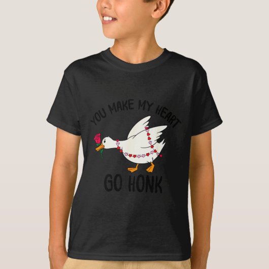You Make My Heart Go Honk Funny Goose Valentine Sa Tシャツ (正面)