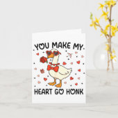 You Make My Heart Go Honk Funny Valentine Silly Go カード (黄色い花)