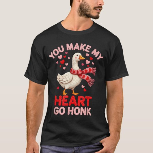 You Make My Heart Go Honk Goose Faux Yarn Loving G Tシャツ (正面)