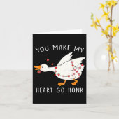 You Make My Heart Go Honk Goose Valentine's Day  カード (黄色い花)
