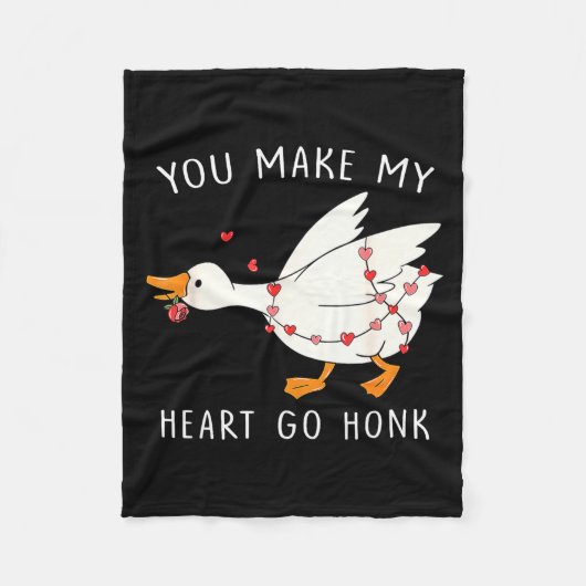 You Make My Heart Go Honk Goose Valentine's Day  フリースブランケット (正面)
