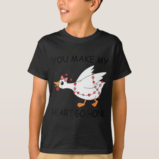 You Make My Heart Go Honk Valentine Cute Goose Coq Tシャツ (正面)