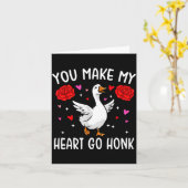 You Make My Heart Go Honk Valentine Goose  カード (黄色い花)