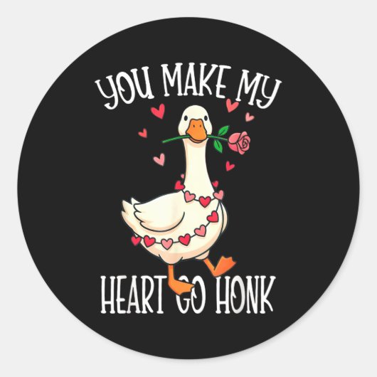 You Make My Heart Go Honk Valentine Goose  ラウンドシール (正面)