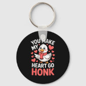 You Make My Heart Go Honk Valentine Goose Funny  キーホルダー (正面)