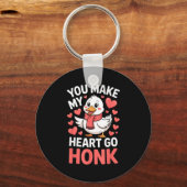 You Make My Heart Go Honk Valentine Goose Funny キーホルダー (正面)