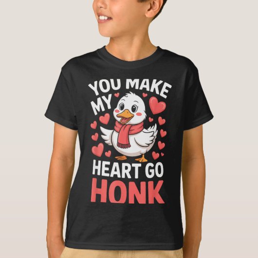 You Make My Heart Go Honk Valentine Goose Funny Tシャツ (正面)