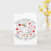 You Make My Heart Go Honk Valentine Goose Love Cou カード (黄色い花)