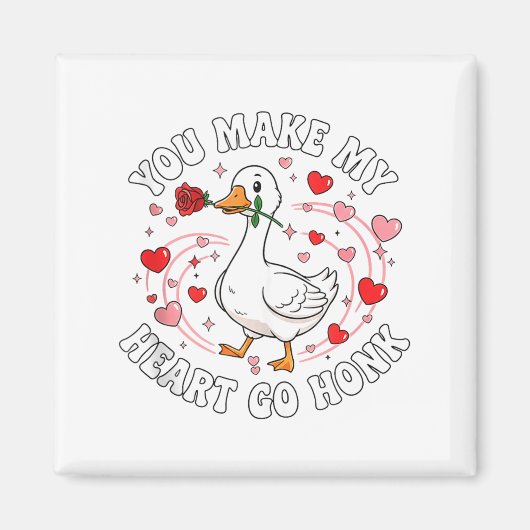 You Make My Heart Go Honk Valentine Goose Love Cou マグネット (正面)