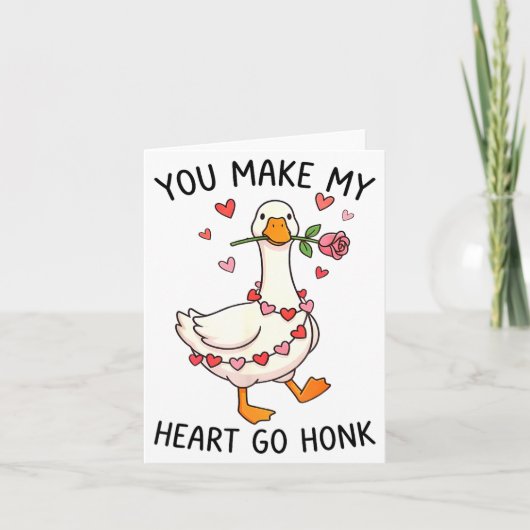 You Make My Heart Go Honk Valentine Goose Preppy  カード (正面)