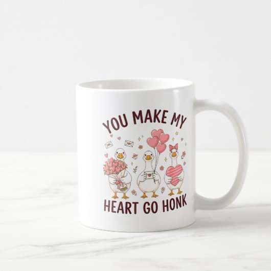You Make My Heart Go Honk Valentine Goose Preppy コーヒーマグカップ (右)