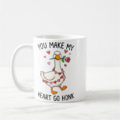 You Make My Heart Go Honk Valentine Goose Preppy コーヒーマグカップ (左)