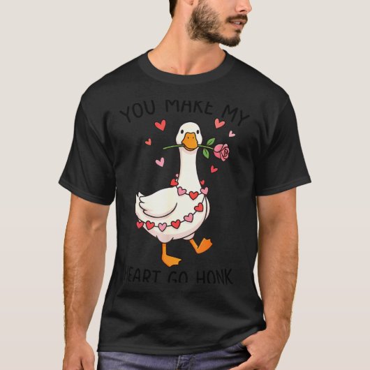 You Make My Heart Go Honk Valentine Goose Preppy  Tシャツ (正面)