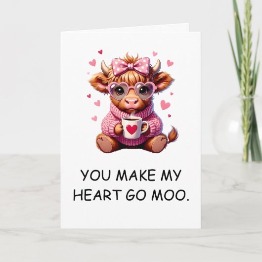 You Make My Heart Go Moo Funny Valentines  Day カード (正面)