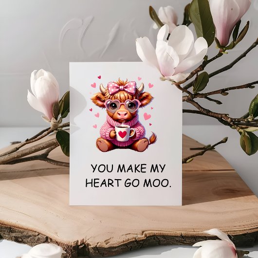 You Make My Heart Go Moo Funny Valentines  Day カード